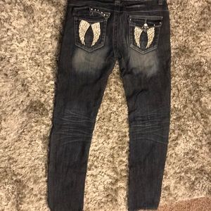 Angel wings with rhinestones/jewels  jeans